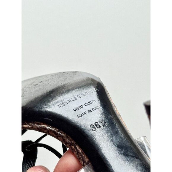 NICHOLAS KIRKWOOD Serafin Snake Leather Lace Up Strappy Cage Sandals, Size 36.5 - Picture 13 of 14